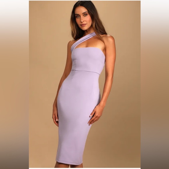 Lulu's Lavender One Shoulder Dress - Picture 3 of 4